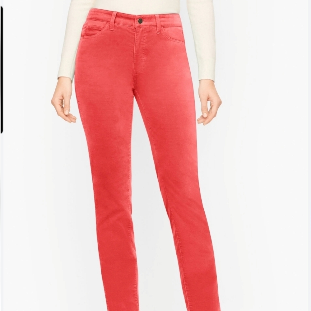 Talbots Velvet Straight Leg Pants in Coral